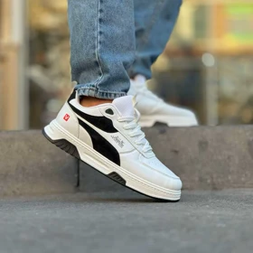 کتانی 361 سفید مشکی سایز بزرگ کد 6288