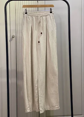 شلوار لینن بگ کرم