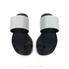 صندل اران گازولین مشکی نقره‌ای - GAAZOLIN Oran Sandals Silver Shine