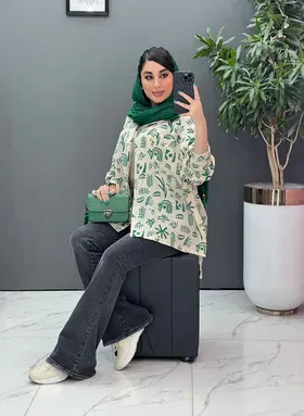 مانتو شومیزی لینن طرح دار سنتی