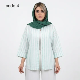 شومیز راه راه لینن مدل آلما علیدسا (کد 4)