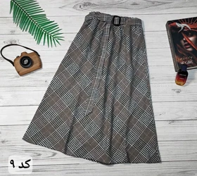 دامن چهارخونه پشمی قد 75 کد 50129