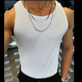 تنک تاپ سفید کبریتی مردانه فول کش | اورجینال دیلم