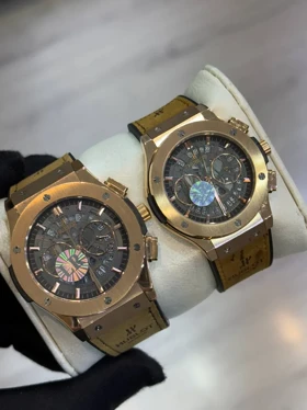 ساعت هابلوت زنانه بند چرم عسلی