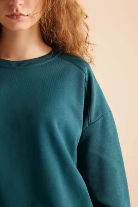 سویشرت پارچه ای ضخیم ساده و ساده با یقه خدمه D9022axns Cool Fit Fit Wide Fit Crew Basic D9022AXNS