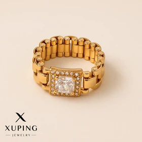 انگشتر طلایی زنانه طرح رولکس نگیندار