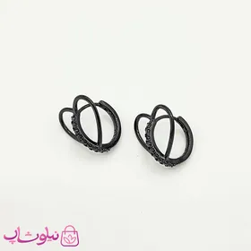 گوشواره حلقه‌ای ژوپینگ مشکی مدل قلب