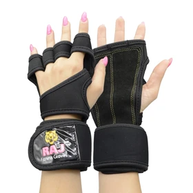 دستکش و محافظ کف دست بدنسازی راج مدل 404K1386 مشکی بسته دو عددی