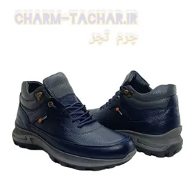 نیم بوت اسپرت کلارک بندی مردانه چهار فصل تمام چرم طبیعی سرمه ای