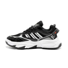 کتانی اسپرت ست مردانه زنانه مدل آدیداس سه خط رنگ مشکی سفید کد 54407