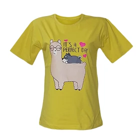 تیشرت زنانه نخ پنبه طرح لاما