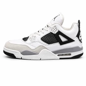 کتانی سایز بزرگ پا مردانه مدل جردن 4سفید مشکی JORDAN 4