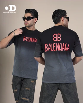 تیشرت بالانسیاگا مردانه مشکی طرح پیسوله ای پشت چاپ پارچه ترک