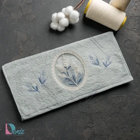 حوله دستی سرمه دوزی گندم رنگ طوسی سبز