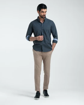 ام کی کالکشن پیراهن آستین بلند mk-23045-navy-blue