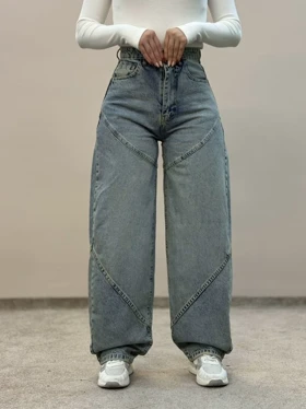 شلوارجین بالونی آبی یخی3866