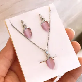 نیمست استیل زنانه گل رز با سنگ اوپال 195220280