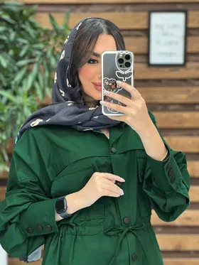 مانتو لینن کمرگت آستین سه دکمه