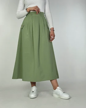 دامن لینن جیب لوزی کد 400065