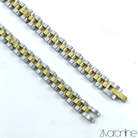 دستبند رولکس دورنگ پلاک دار زنانه 40037