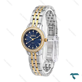 ساعت الکسا A2006 زنانه دو رنگ طلایی صفحه سرمه ای دورنگین Alexa-6147-L