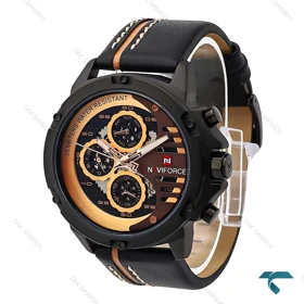 ساعت مردانه نیوی فورس NF9110 سه موتوره بند چرم NaviForce-7046-G