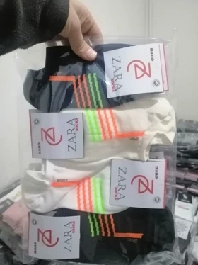 جوراب قایقی برند زارا زیرقوزک پا بسته بندی سلفونی 12 جفتی پنجه گیری روسو تخت فری سایز 38 الی 46 نرم لطیف خنک مناسب تابستان