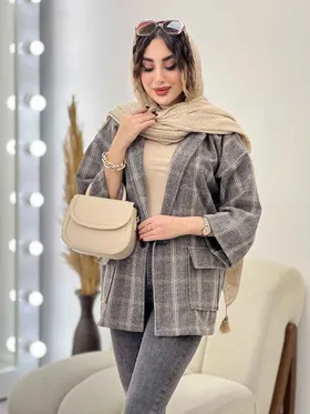 پالتو چهارخونه تک دکمه