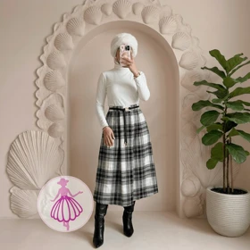 دامن چهارخونه پشمی بلند در رنگبندی متنوع(کالکشن 2)