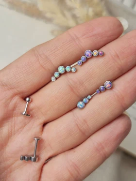 پیرسینگ گوش سنگ اوپال تیتانیومم