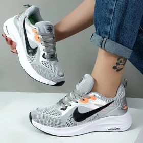 کتانی اسپرت نایک زوم زنانه zoom ورزشی رویه بافت رنگ طوسی کد 013879