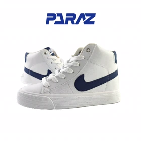 کفش اسپرت زنانه برند نایکی مدل بلیزر ساق‌دار nike سفید سرمه‌ای کد 87