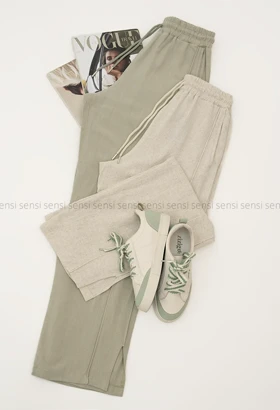 شلوار لینن بگ مغزی دوزی کد1005392