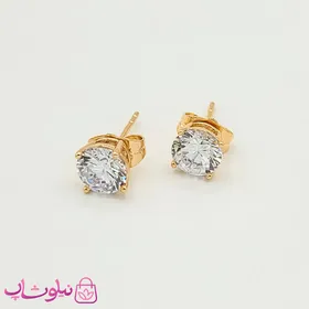 گوشواره دخترانه میخی ژوپینگ طلایی سفید