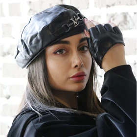دستکش چرم مشکی مینی