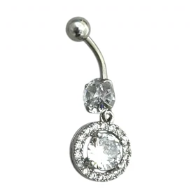 پیرسینگ ناف استیل زنانه مدل نگین‌دار درخشان