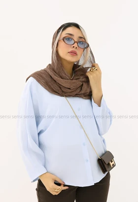 شومیز ساده رنگی آستین پیله کد1005281