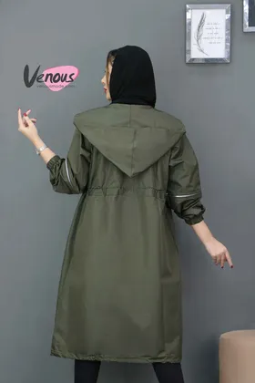 بارانی بلند آستین زیپ