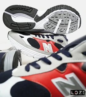 کفش کتانی بزرگ پا طوسی قرمز سرمه ای NEW BALANCE 993