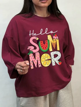 نخی سوپر زنانه مدل summer - فری سایز و رنگبندی متنوع | تیشرت نخی سوپر زنانه مدل summer - فری سایز و رنگبندی متنوع کد 493