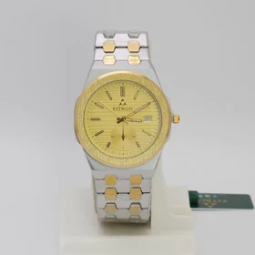 ساعت مچی مردانه فیترون Fitron 6040M با موتور کوارتز ژاپن و تاریخ دار (بند نقره ای طلایی با صفحه طلایی)