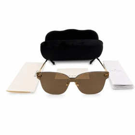 عینک آفتابی زنانه Gucci Rimless با فریم طلایی