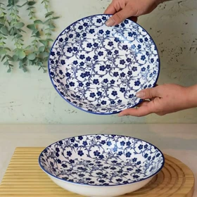 بشقاب خورشت خوری دنی هوم طرح گل سرمه ای / BA4