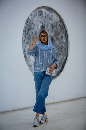 مانتو پیراهنی کراپ استرایپ