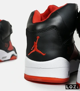 کتانی ساق‌دار زنانه و مردانه مشکی قرمز Nike air jordan 5