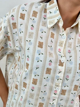 شومیز طرح خرس و گل