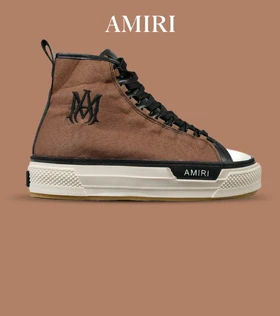 کفش اسنیکرزساق‌دار قهوه ای Amiri Simple مدل 5009