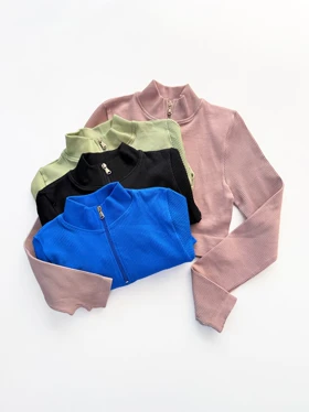 کراپ سیملس فینگردار نیم زیپ