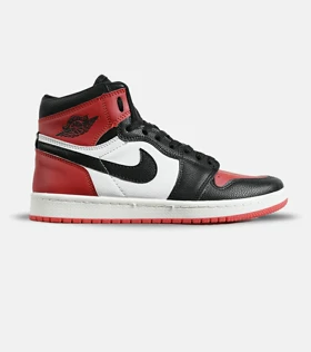 کفش کتانی مردانه و زنانه ساق‌دار مشکی قرمز سفید NIKE jordan 1
