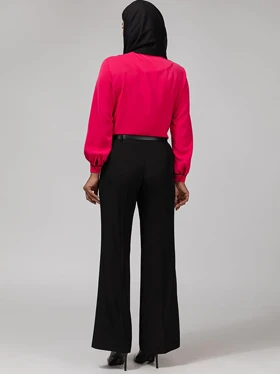 شلوار زنانه پارچه ای کرپ کنزو از بالا گشاد ریزشی 10106